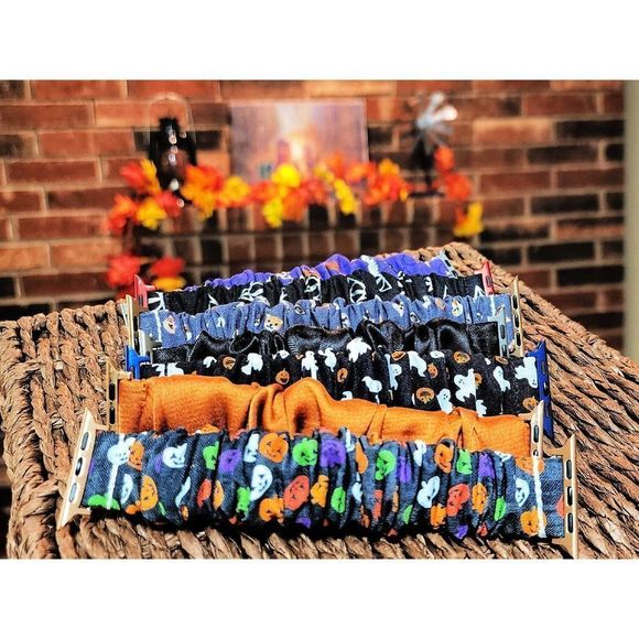 Spooky Halloween Scrunchies Watch Band for Apple Watch Fitbit Sense Versa 32Lite - Picture 1 of 9